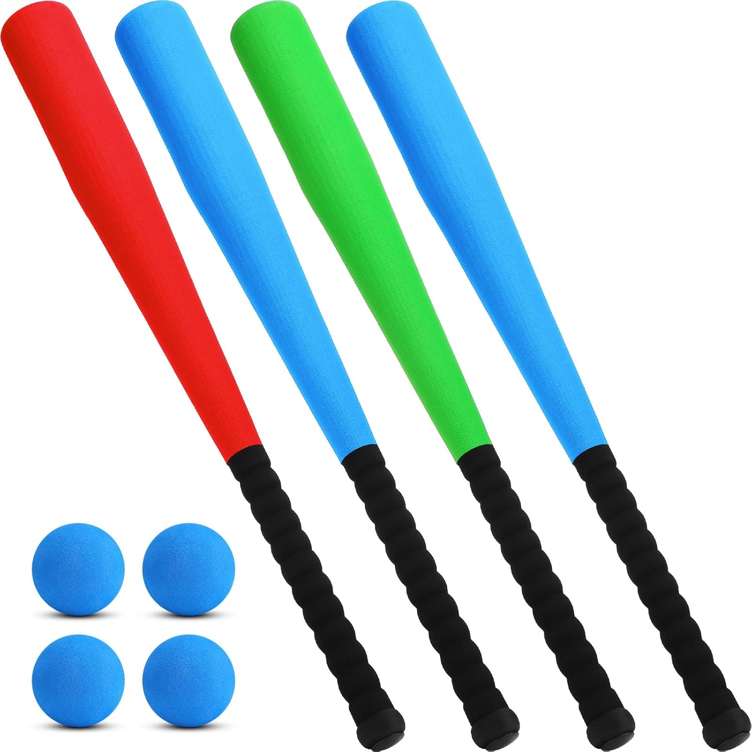Wettarn 4 Pcs Foam Baseball Bat Set for Safe Indoor Outdoor Play