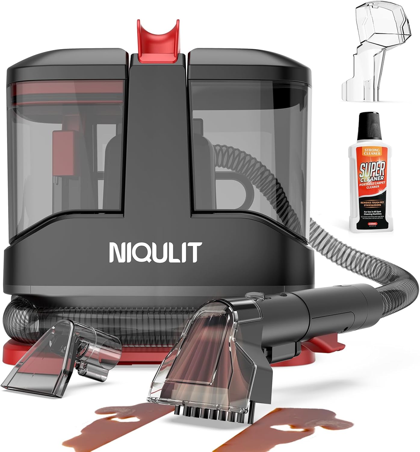 Portable Carpet Cleaner for Pets with Dual Brush Heads & Self-Cleaning