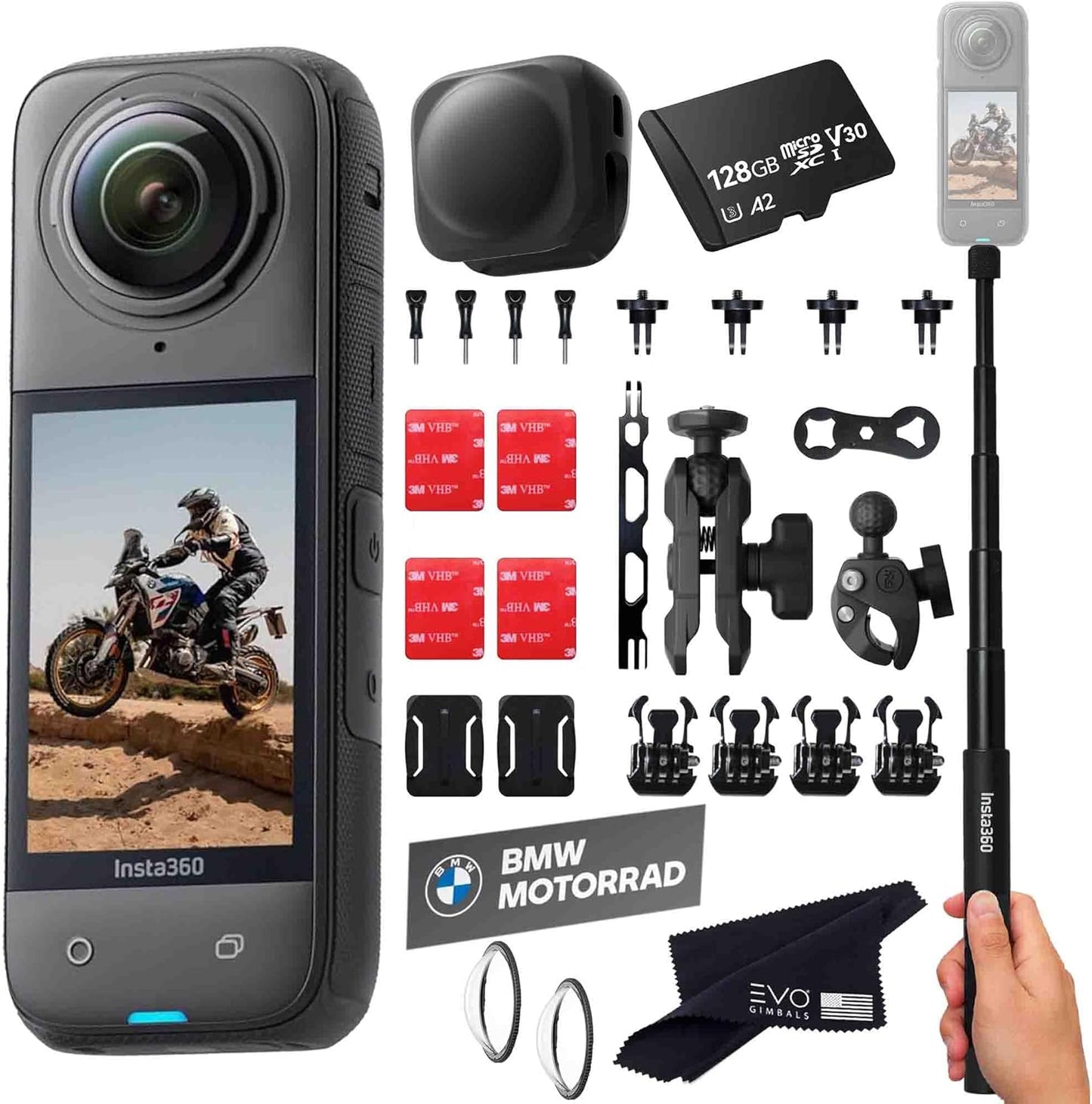 Insta360 X4 8K Waterproof 360 Action Camera Motorcycle Bundle