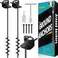 25in Ground Anchors Set of 2 - Wider Spiral Blades for Extra Grip