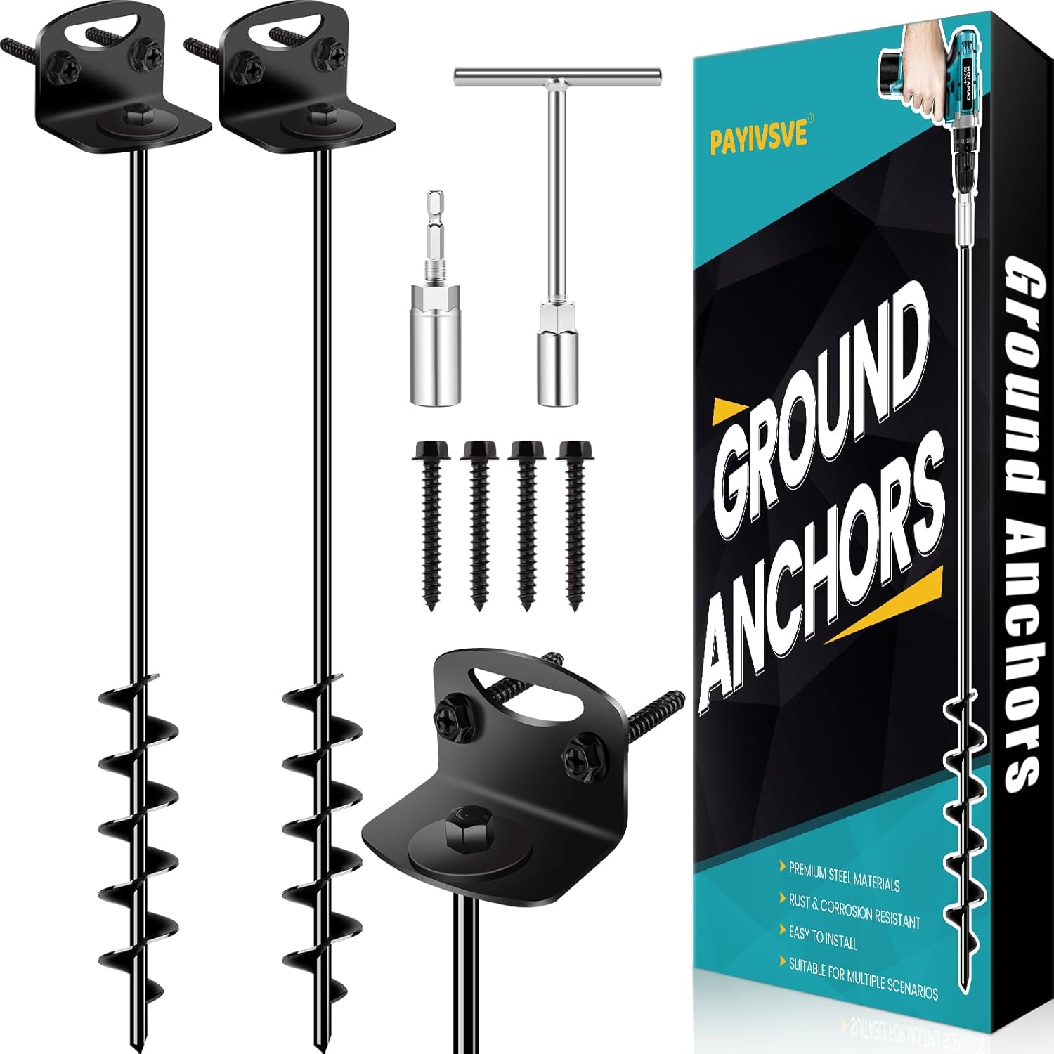 25 Inch Ground Anchors with Upgraded Spiral Blades for Stability
