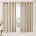 LAMIT Linen Curtains 63 in Length for Living Room - Light Filtering