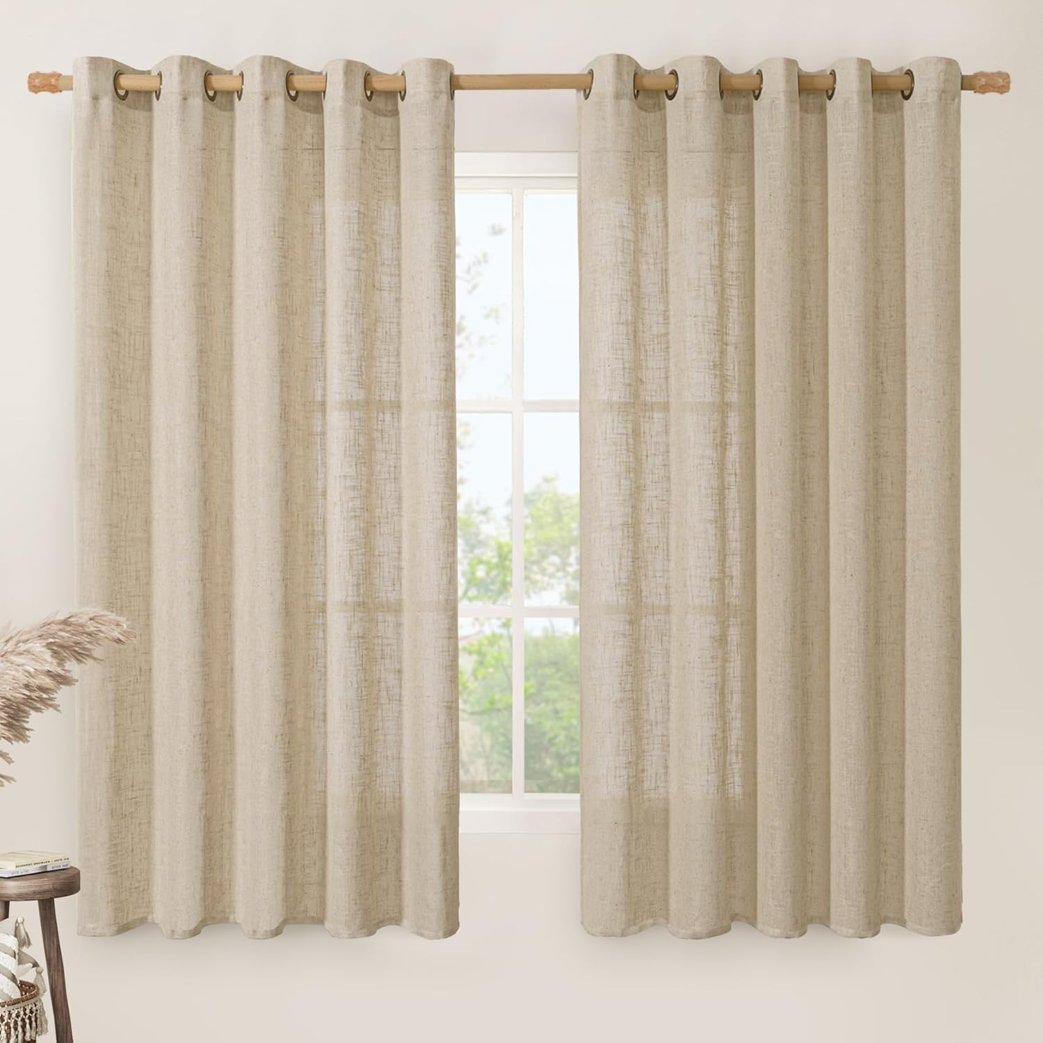 LAMIT Linen Curtains 63 Inch Length for Chic Living Spaces