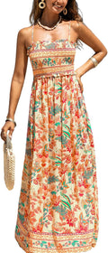 CUPSHE Women's Maxi Ditsy Floral Smocked Sundress - Flowy Summer Style