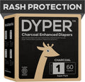 DYPER Charcoal Enhanced Baby Diapers Size 1 - Gentle, Absorbent