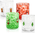 4Pcs Christmas Icon Juice Glass Set for Holiday Celebrations