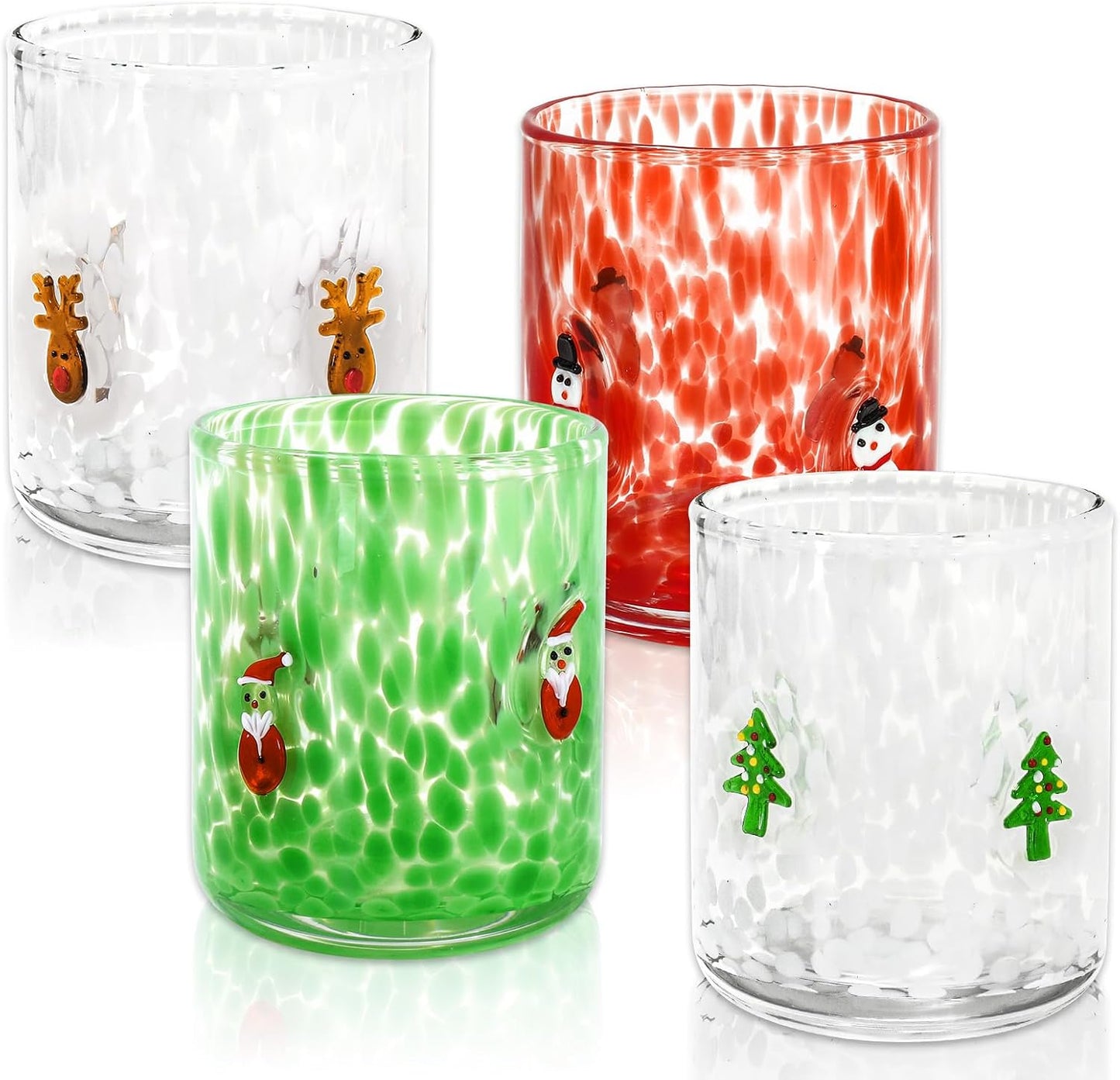 4Pcs Christmas Icon Juice Glass Set for Holiday Celebrations