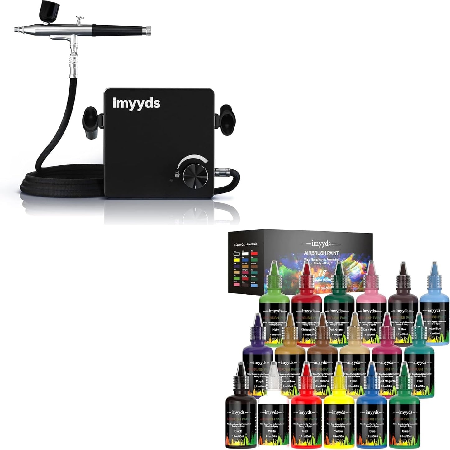 imyyds Airbrush Kit: 18 Color Acrylic Paint Set