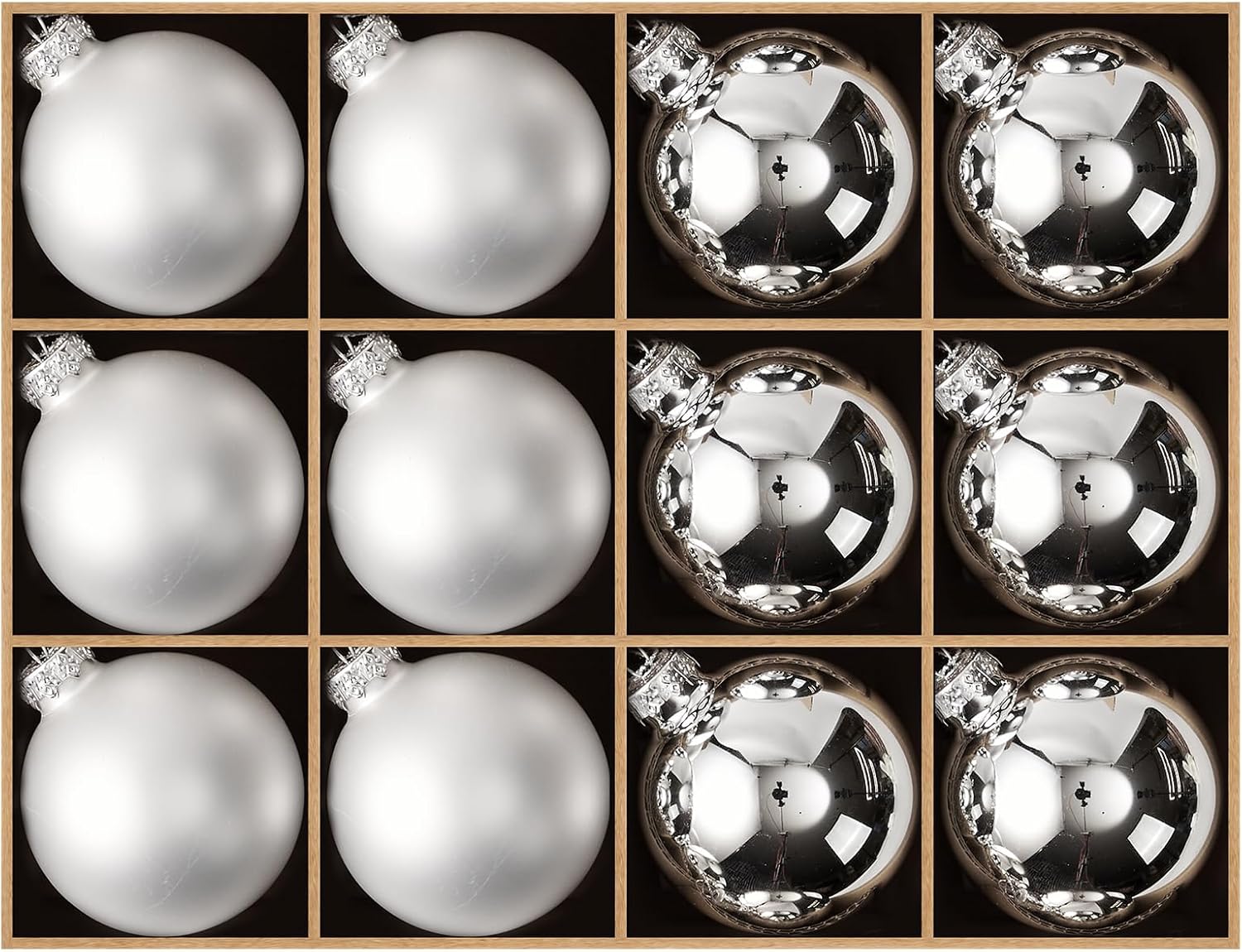 WDS WONDROUS Silver Glass Christmas Ball Ornaments Set for Decor