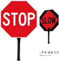 Stop Slow Sign 18x18 in Double Sided Reflective Stop/Slow - Handheld