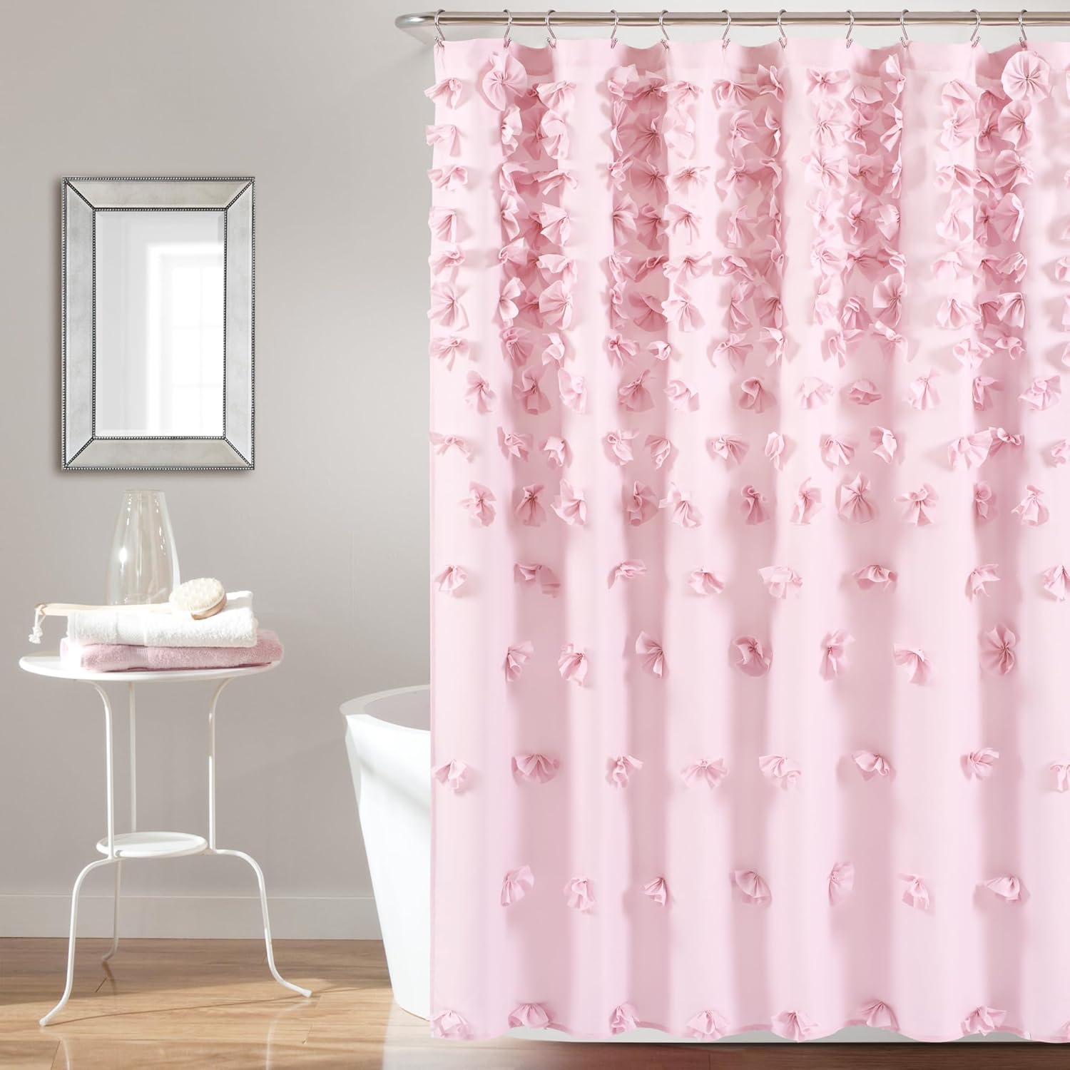 Riley Shower Curtain with Bow Decor for Elegant Bathroom Style