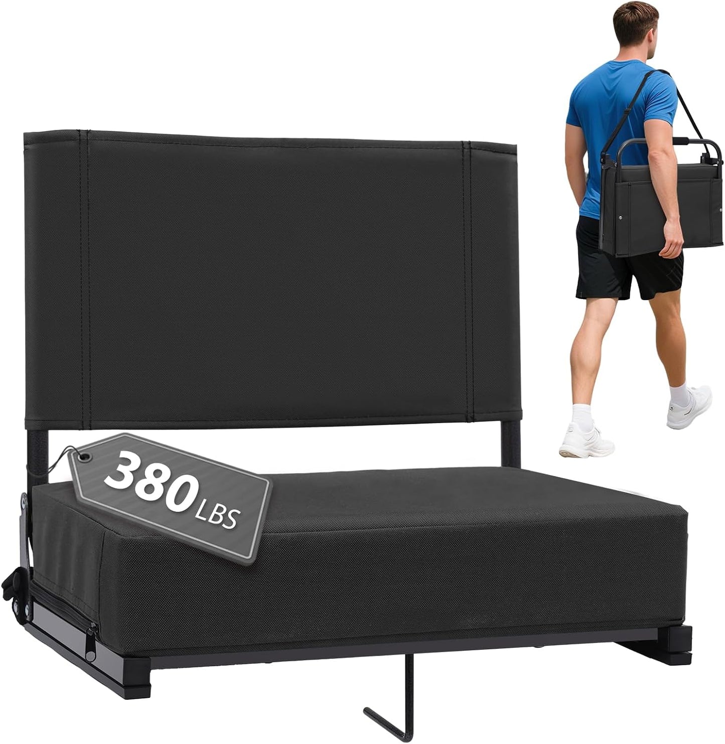 Padded Portable Bleacher Seat with Back Support for Comfort