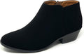 SODA Women's Round Toe Faux Suede Stacked Heel Bootie
