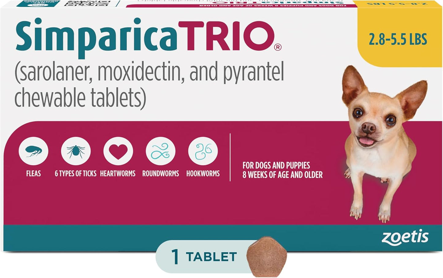 Simparica Trio Chewable Tablets for Dogs - Triple Protection