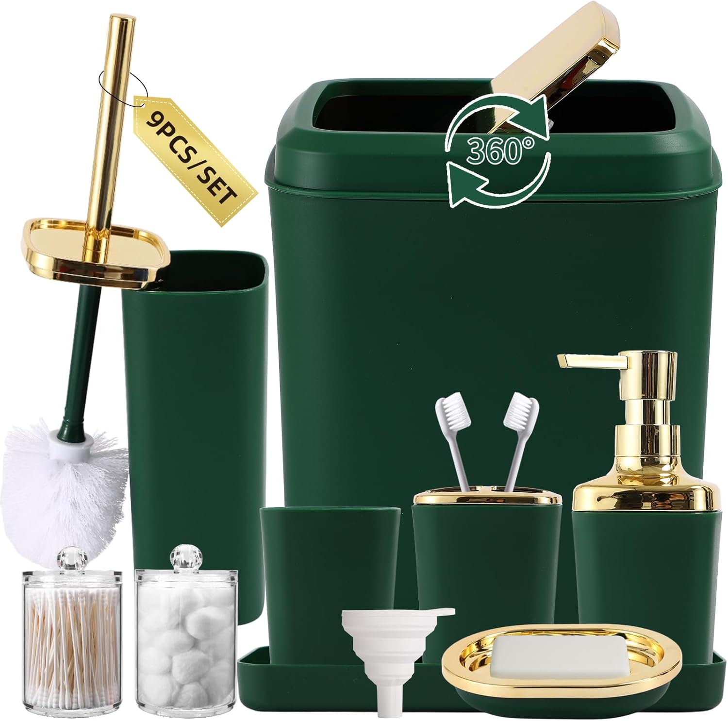 Dark Green Bathroom Accessories Set for Stylish Home Decor