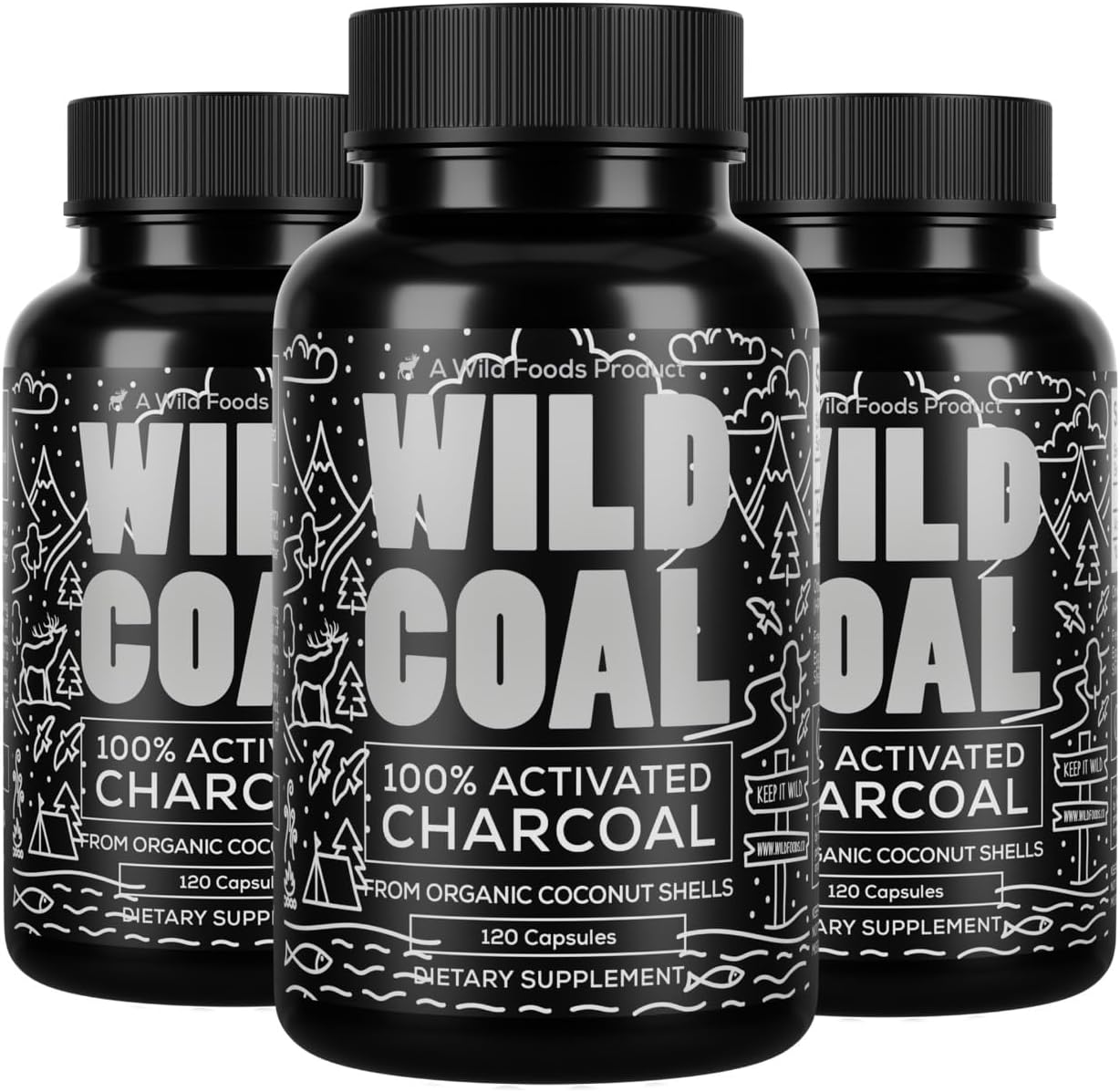 Wild Foods Activated Charcoal Capsules for Natural Detox Support