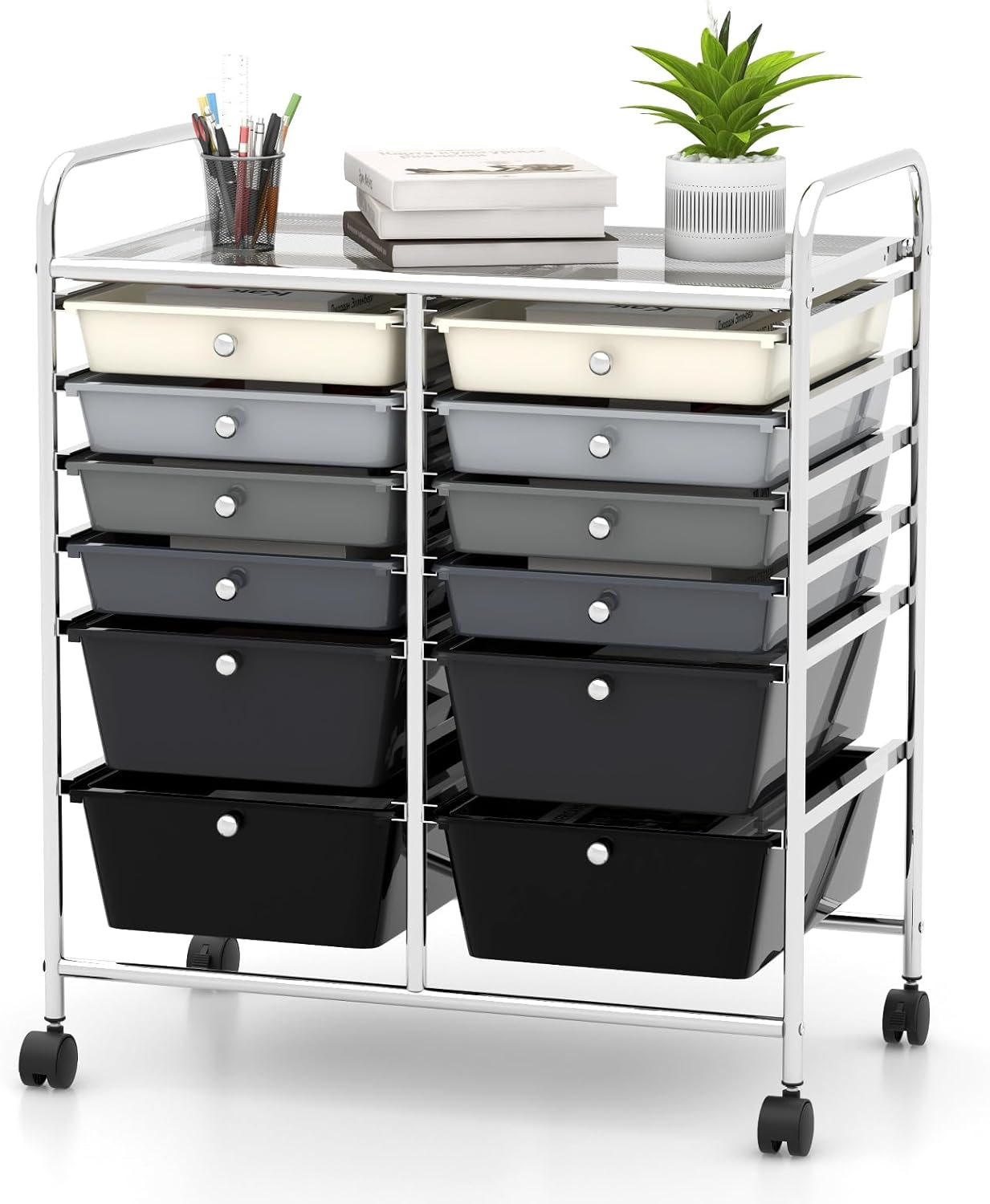 Happygrill 12-Drawer Rolling Storage Cart for Home and Office