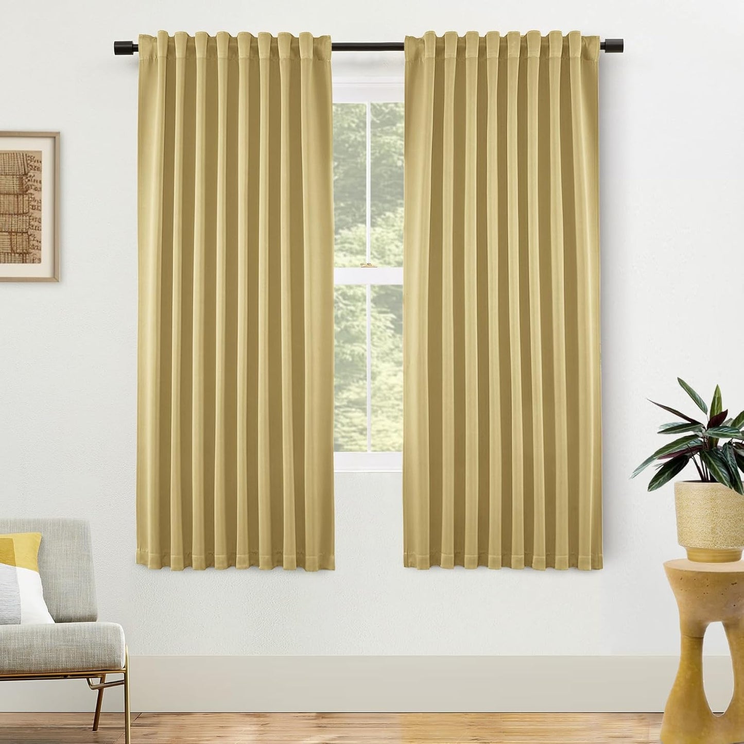 72 Inch Blackout Curtains for Window by SHINELAND - Elegant Gold