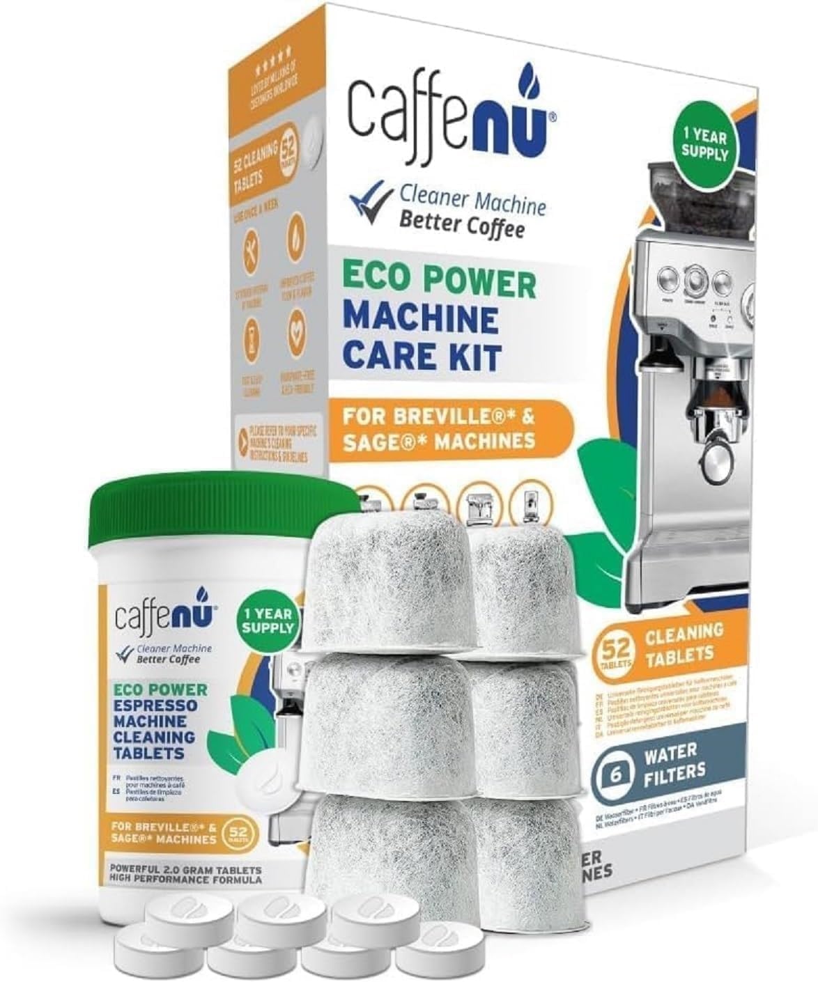 Breville-Compatible Cleaning Tablets & Filters Set - Removes Build-up & Purifies Water