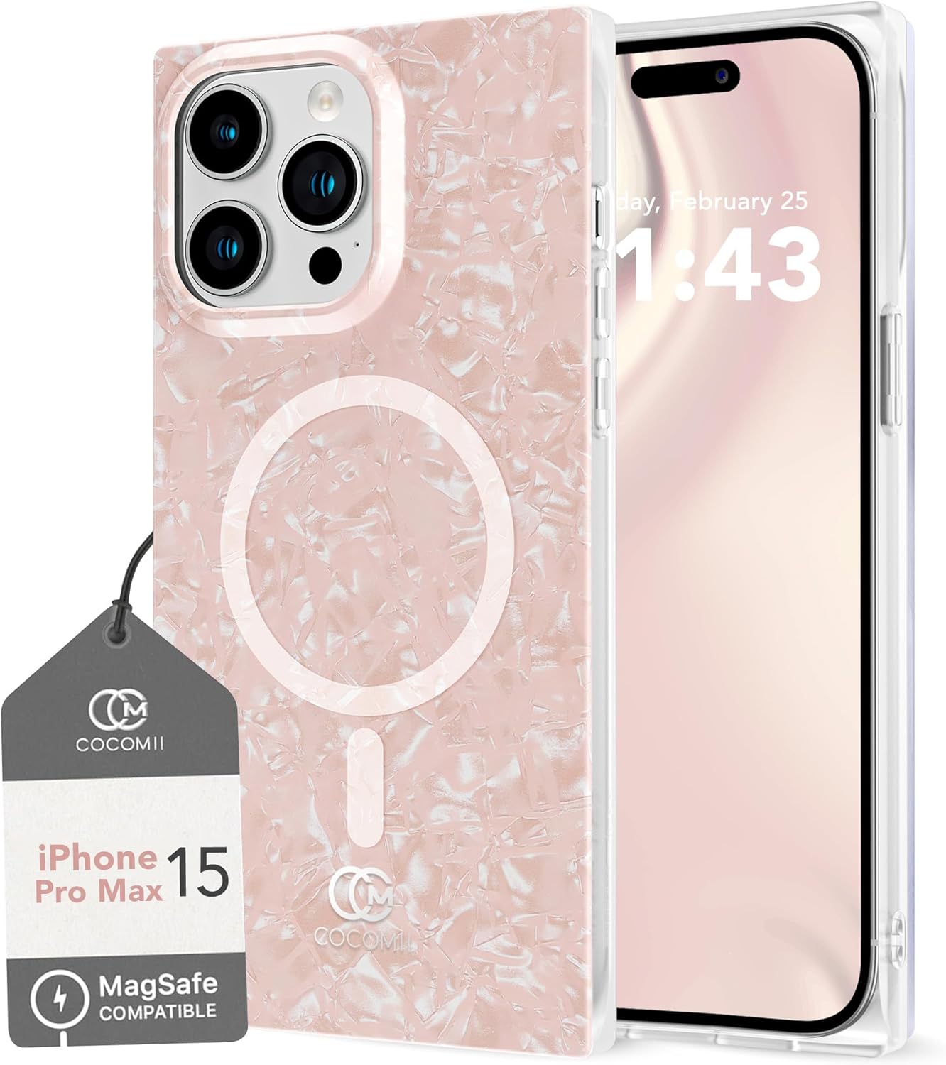 Cocomii Rectangle Case for iPhone 15 Pro Max - Opalescent Pearl