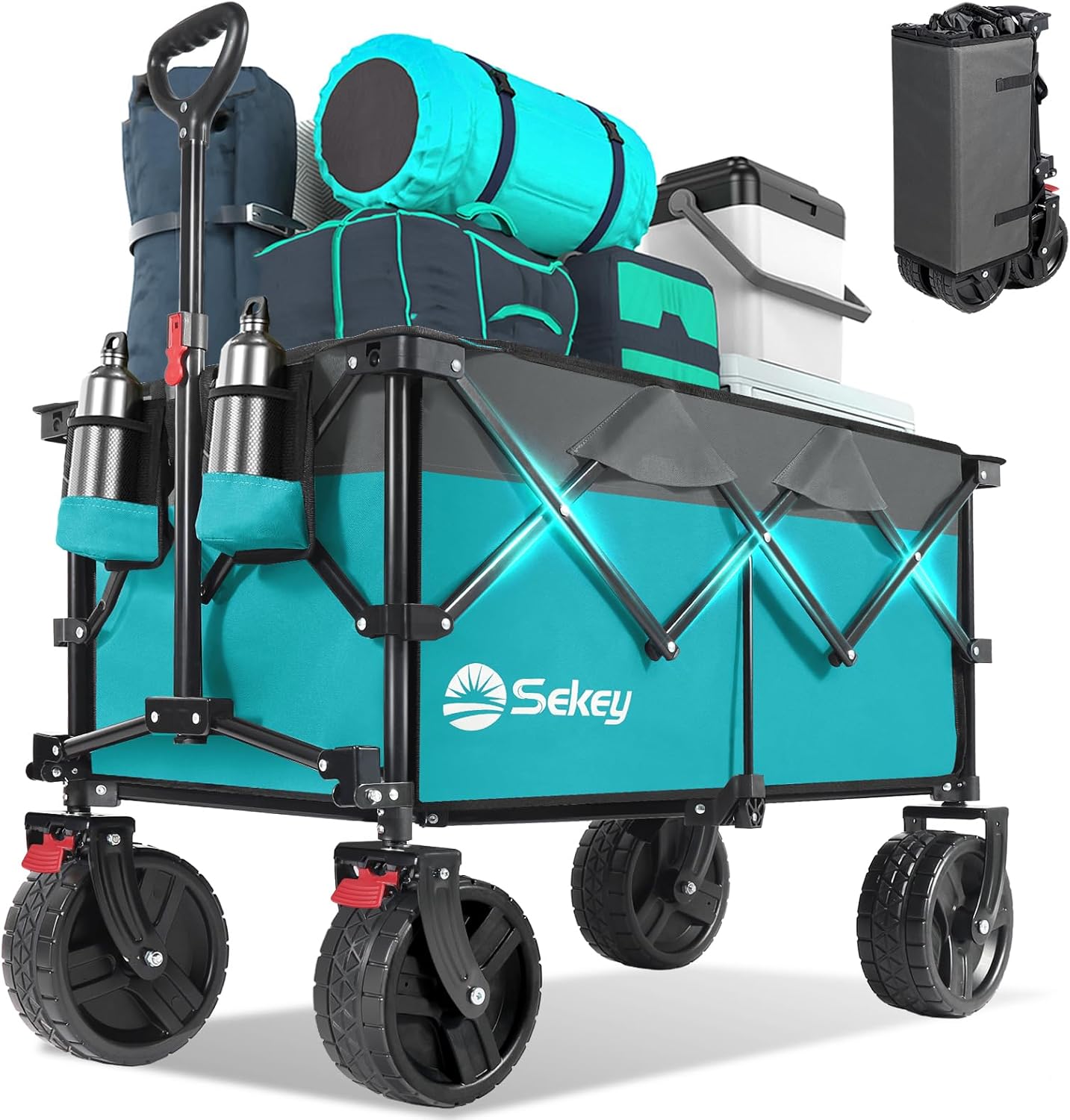 Collapsible Wagon Cart with Big All-Terrain Wheels for Outdoor Use
