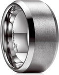 Tungsten Men's Wedding Ring 6mm-10mm Black/Silver Matte Beveled Edge