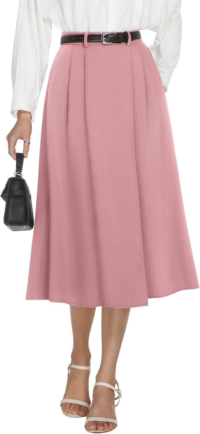 Casly Lamiit Women's High Waisted Midi Skirt for Work & Casual