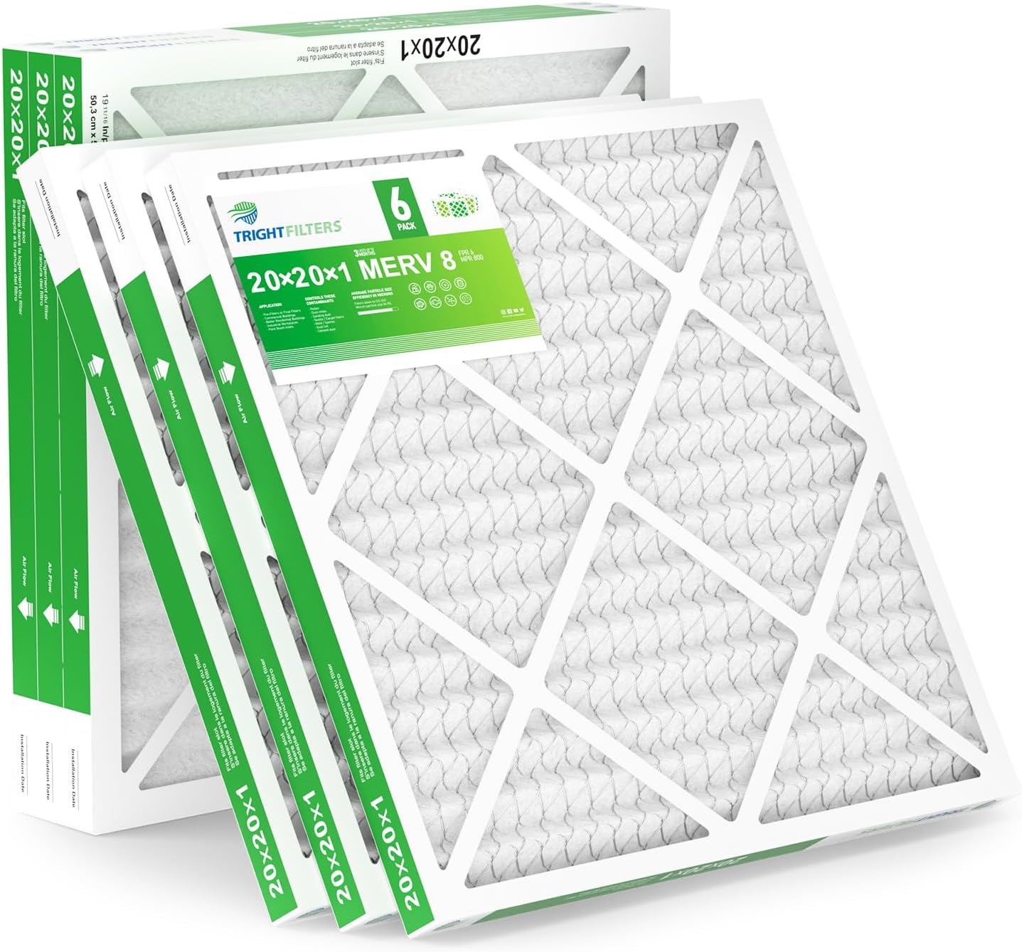 20x20x1 Air Filter 6 Pack for Home HVAC and AC Systems