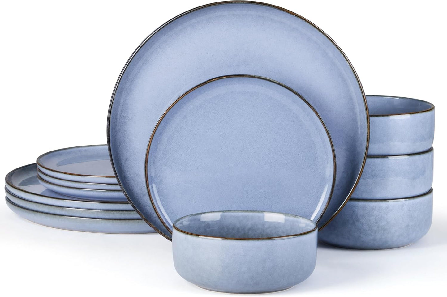 E-far 12-Piece Reactive Glaze Dinnerware Set for Stylish Dining