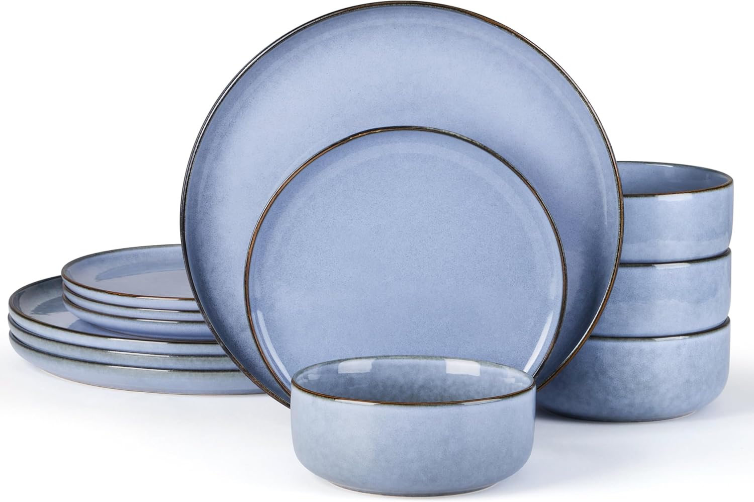 E-far 12-Piece Reactive Glaze Dinnerware Set for Stylish Dining