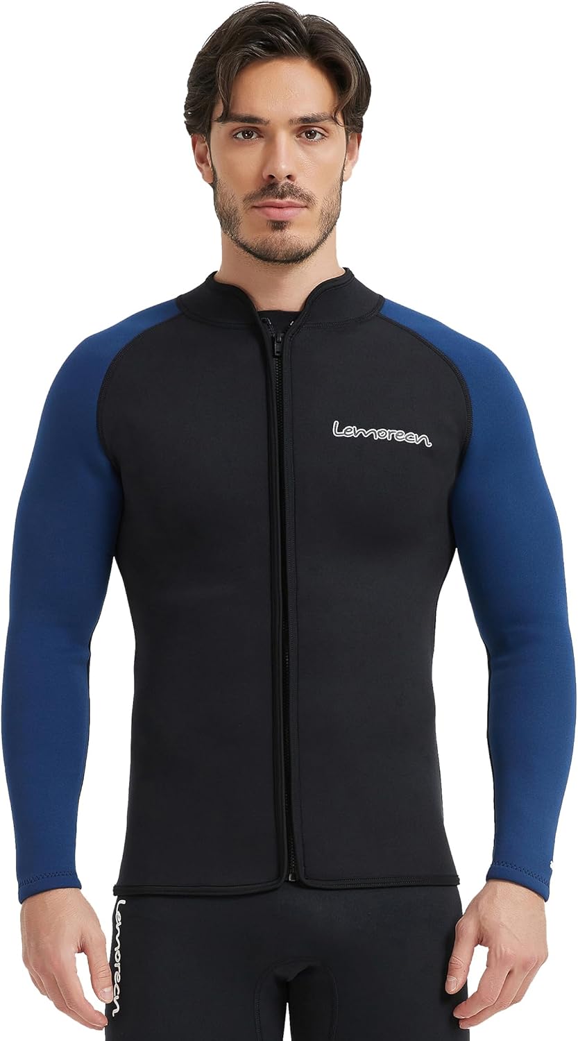 Lemorecn Wetsuit Top Men 3mm 2mm Neoprene Jacket for Water Sports