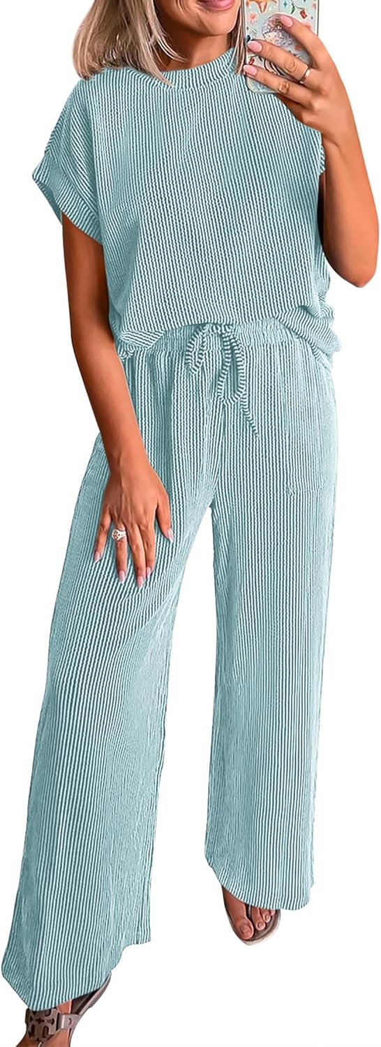 KIRUNDO Summer Sets Women 2 Piece Outfits for Casual Style