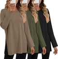 Women's 3 Pack Cotton Oversized Long Sleeve Shirts by Huukeay