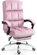 Velvet Reclining Office Chair with Footrest for Comfort