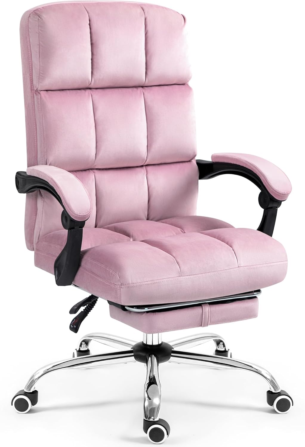 Velvet Reclining Office Chair with Footrest for Comfort