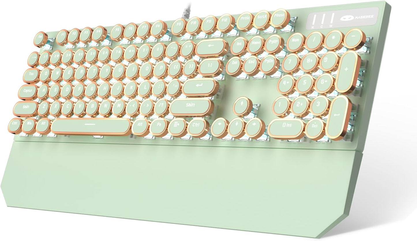 Camiysn Green Retro Gaming Keyboard: Blue Switch, White Backlit