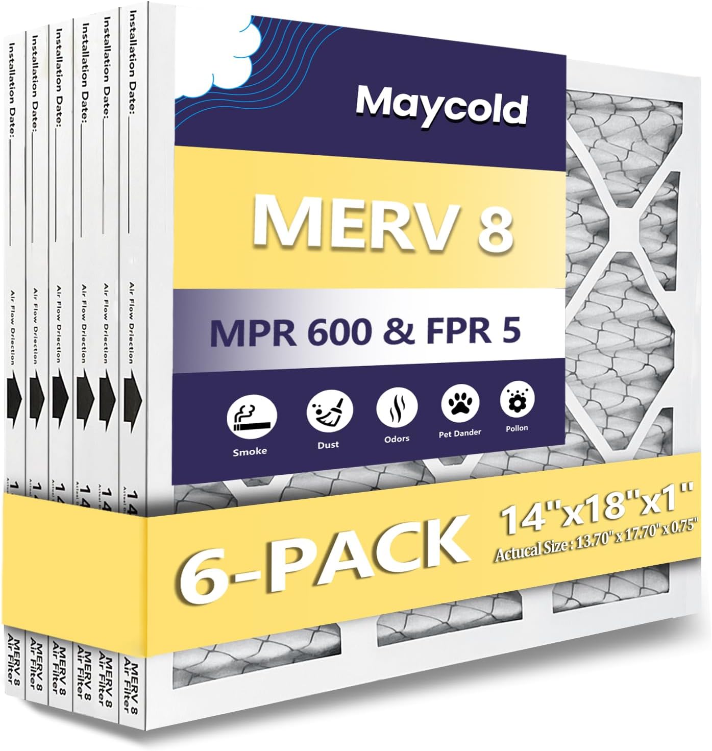 Maycold MERV 8 14x18x1 Furnace Air Filters for Clean Air