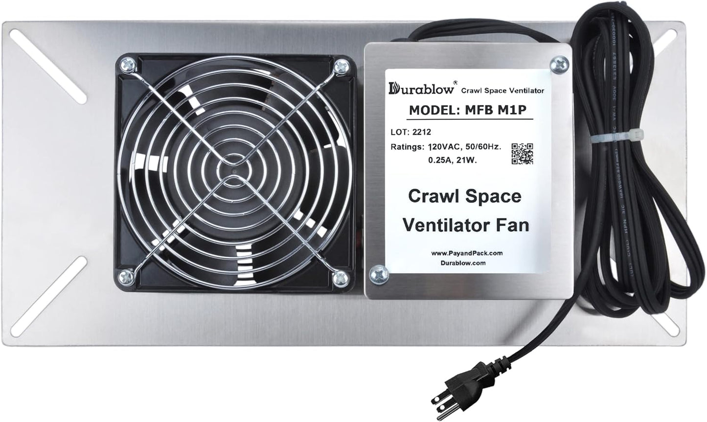 Durablow M1P 110 CFM Stainless Steel Crawl Space Vent Fan