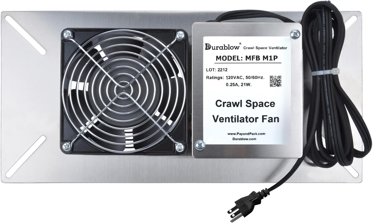 Durablow M1P 110 CFM Stainless Steel Crawl Space Vent Fan