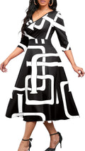 Nmoder Women's Casual Wrap Flared Midi Dress - Flattering (Style XYMG)