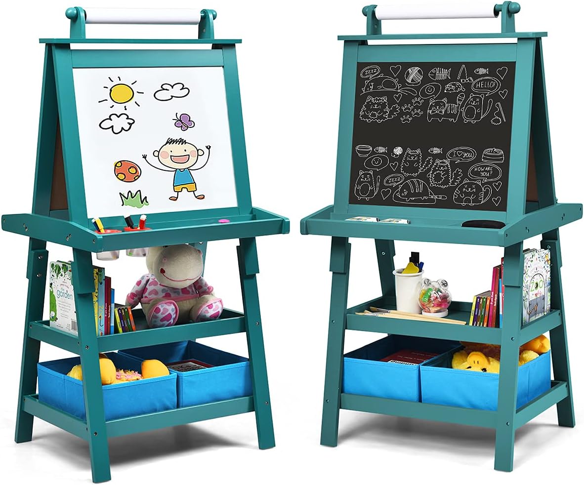 Costzon Kids Art Easel - 3 in 1 Double-Sided Wooden Easel