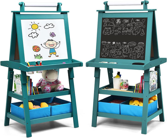 Costzon Kids Art Easel - 3 in 1 Double-Sided Wooden Easel