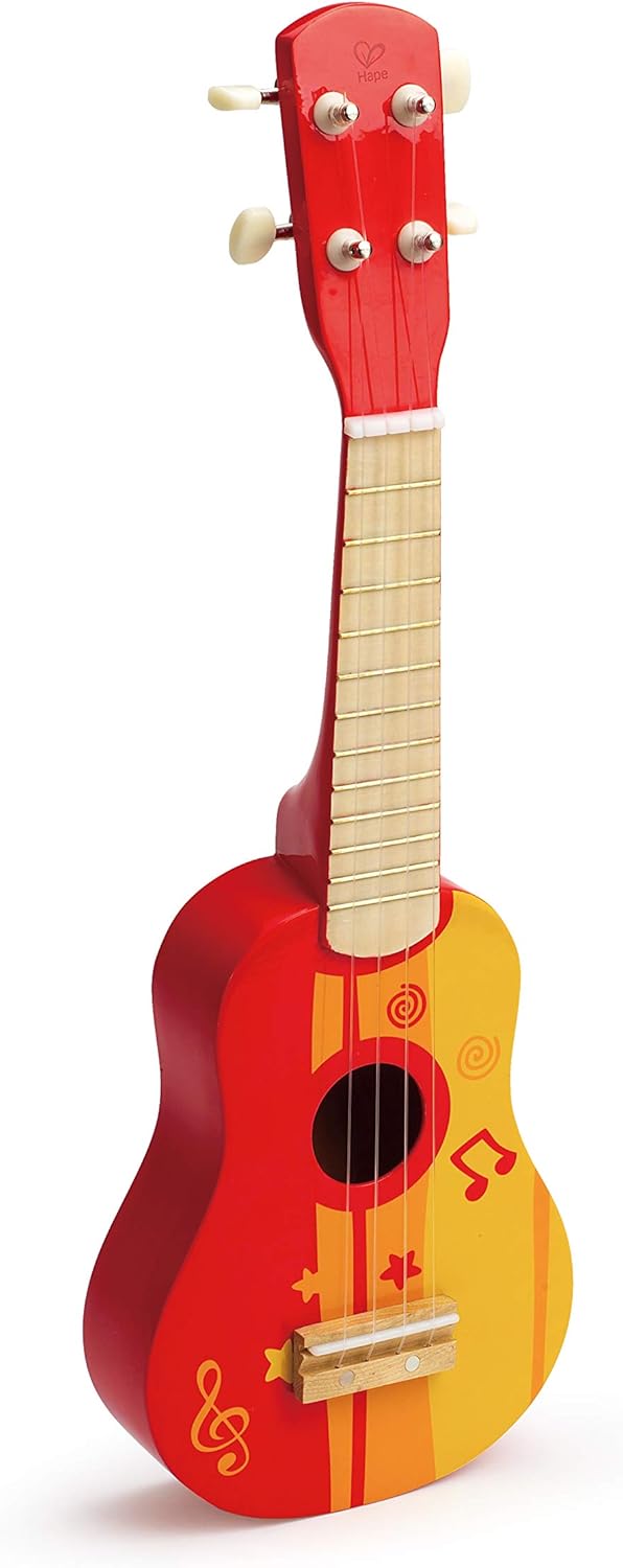 Hape Red Wooden Toy Ukulele - Fun Musical Learning!