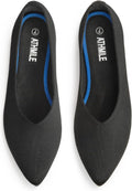 Pointed Toe Flats for Women - Dressy Black Knit Ballet Flats