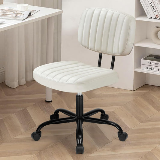 DUMOS Small Armless Office Chair with Lumbar Support for Comfort
