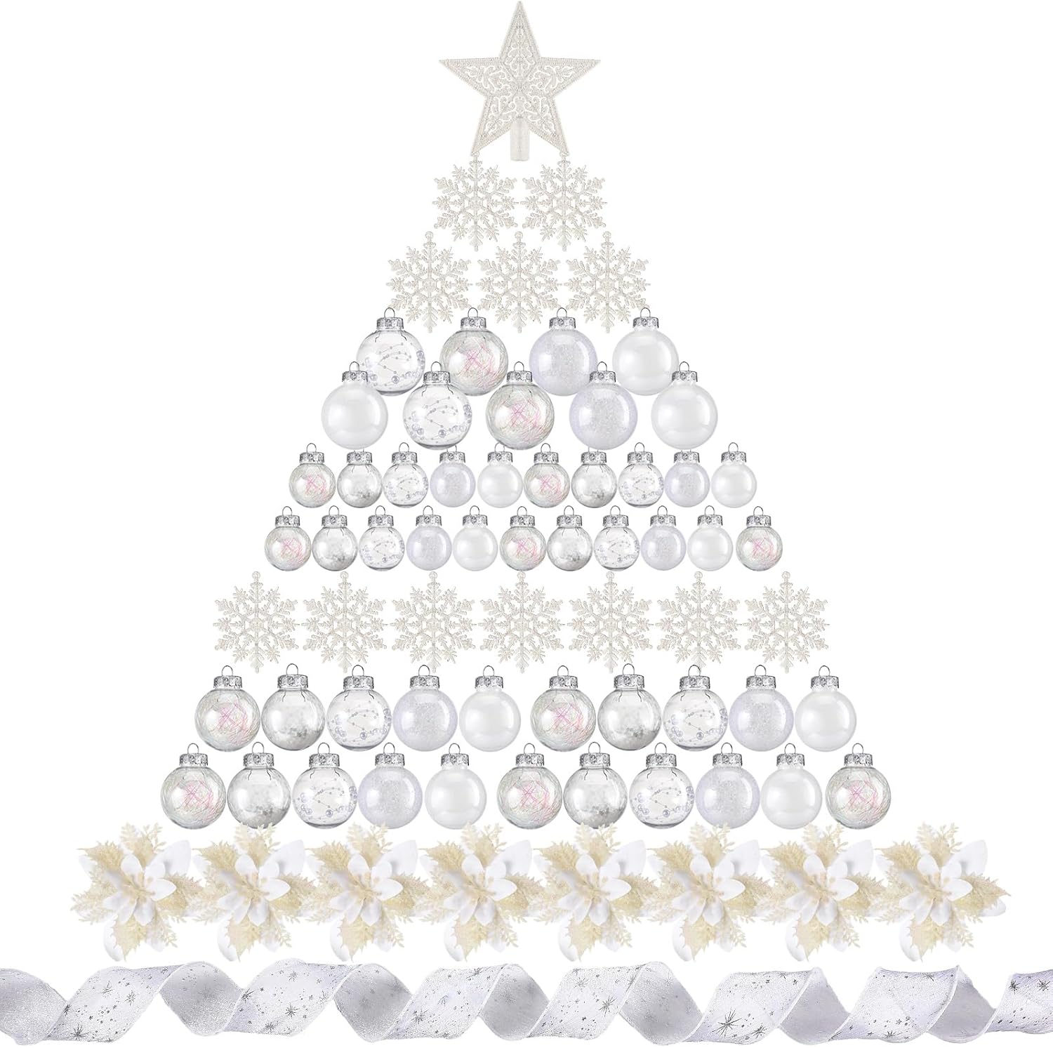 Jenaai 74 Pcs Christmas Ball Ornaments Set for Festive Decor