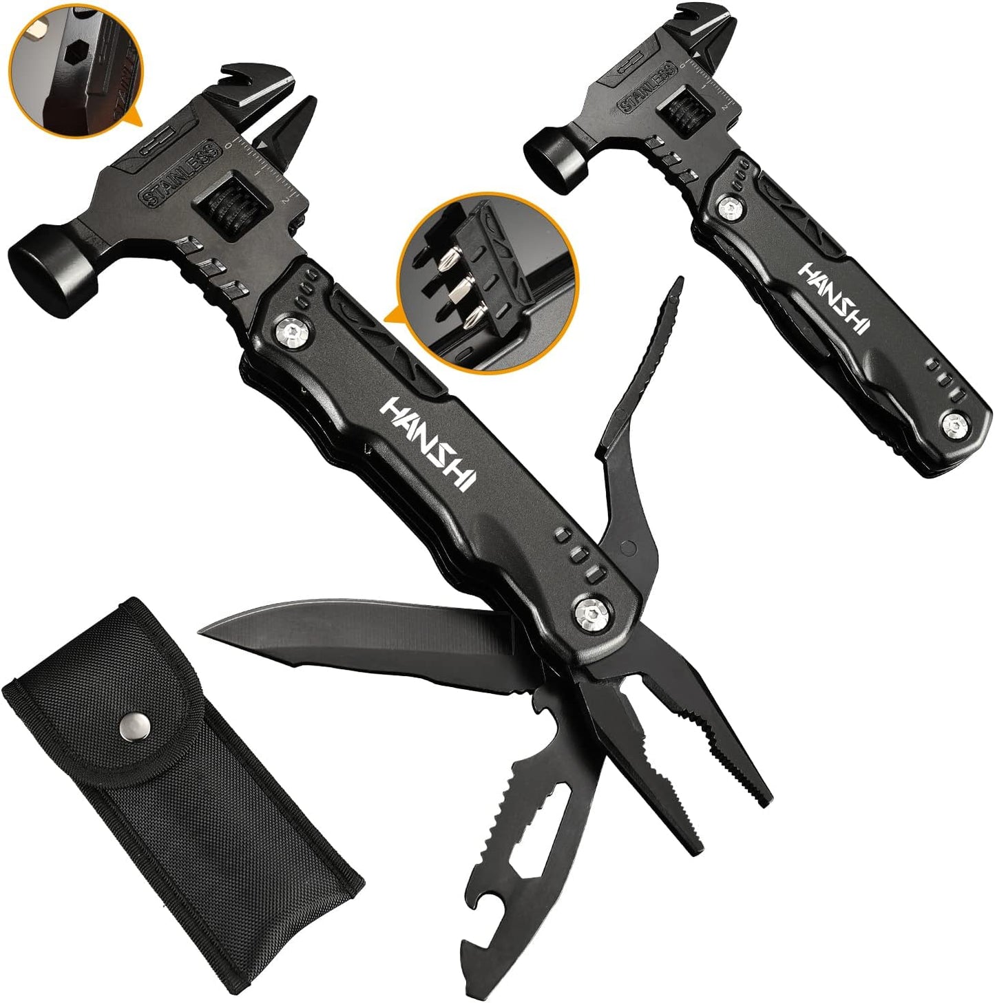 HANSHI 16-in-1 Multitool Hammer - Ultimate Survival Gear