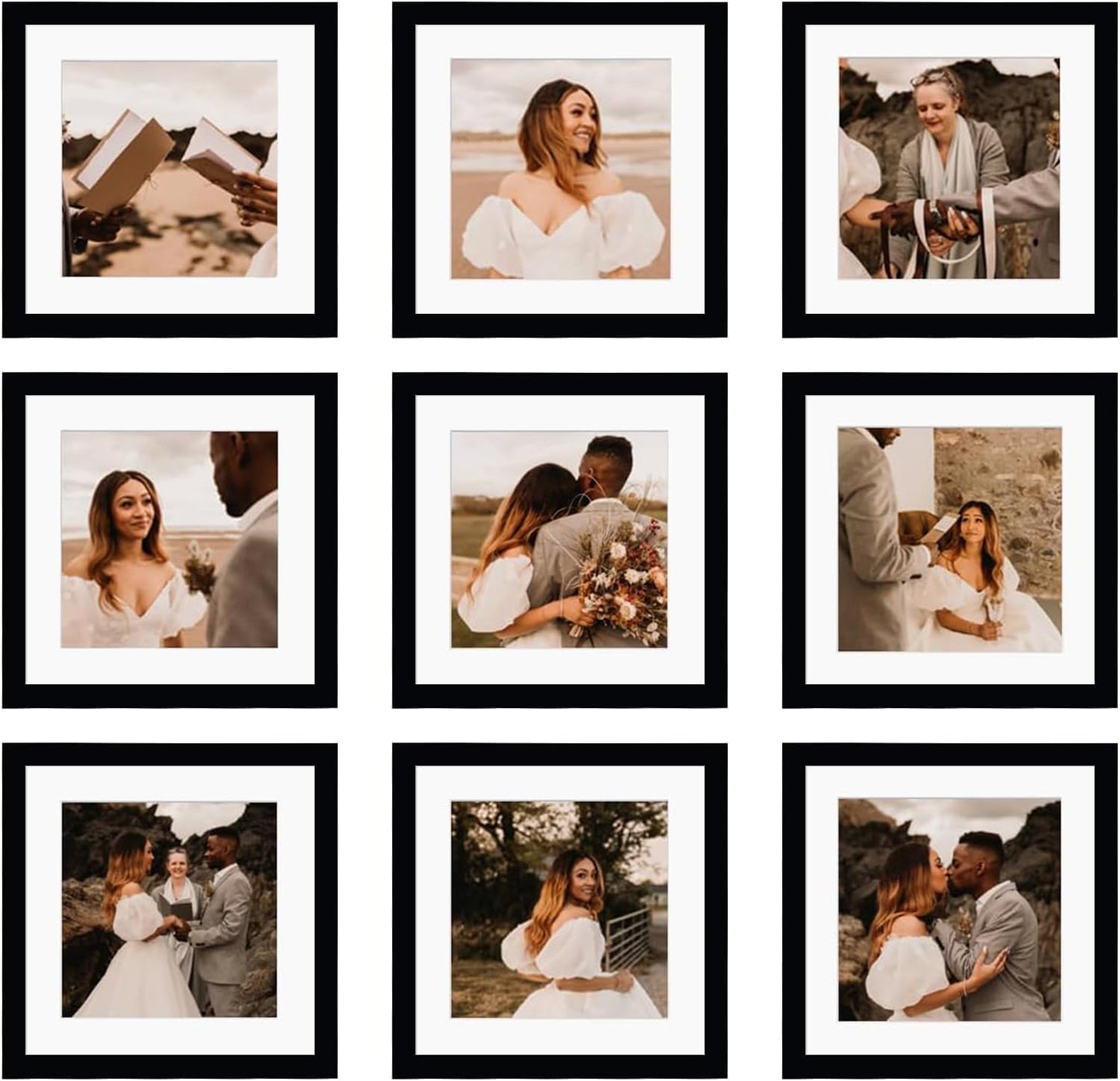 10x10 Picture Frame Set of 9 for Stunning Collage Displays