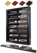 Pocket Knife Display Case 7 Rows Lockable Wooden Wall-Mount Shadow Box