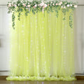 Yellow Sheer Tulle Backdrop Curtains with Lights String - Photo Party